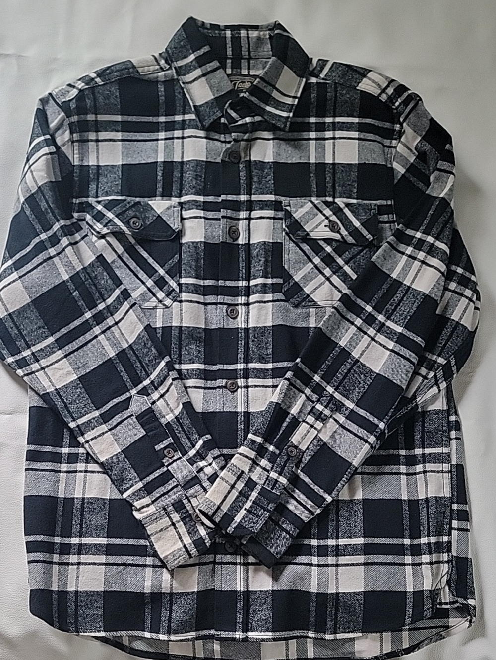 Jachs MFG Heritage Flannel Shirt Men's Large Black White Gray Plaid